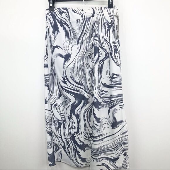 A New Day Blue Marbled Ruched Pencil Skirt - Picture 4 of 9